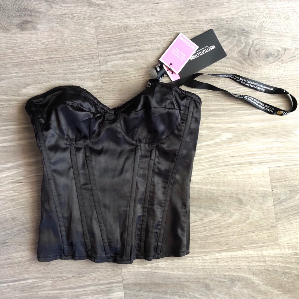 NWT ! prettylittething satin black corset